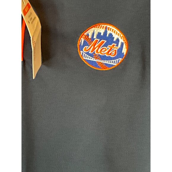 Antigua New York Mets Baseball Polo Shirt Navy w/Orange Trim Medium Style Elite‎ - Picture 3 of 4